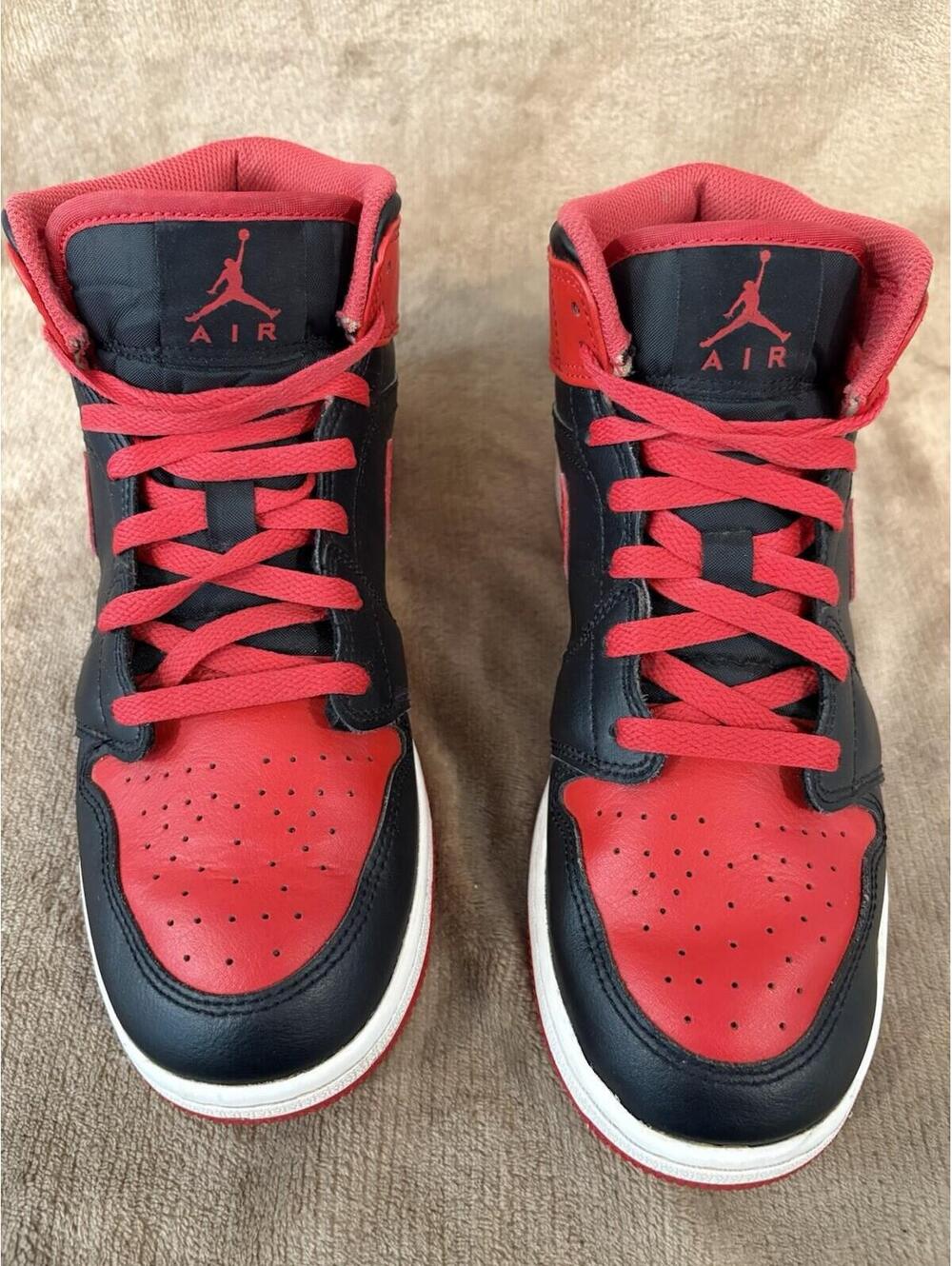 Nike Air Jordan 1 Kids 7YLeather Sneakers Black/Red Unisex Kids US DQ8423-060